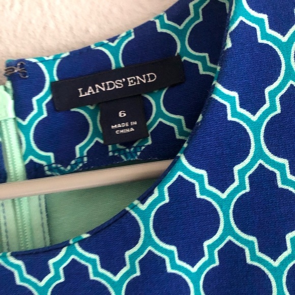 Lands' End Royal Teal Blue Quatrefoil Ponte Stretch Sheath Dress NEW size 6 - Picture 5 of 14